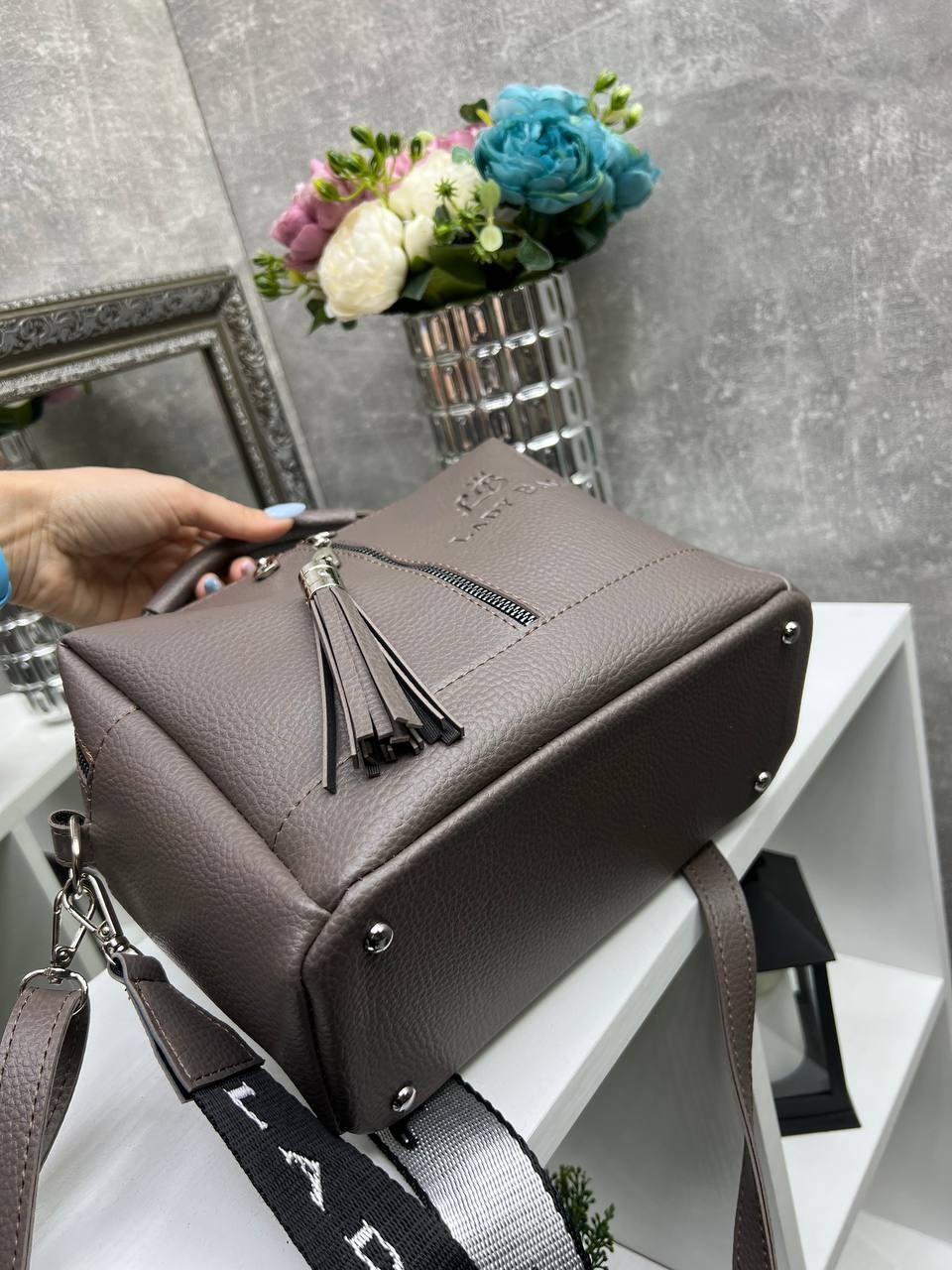 Сумка кросс боди через плечо из экокожи женская вместительная с широким ремнем Капучино - фото 6 Сумка кросс боди через плечо из экокожи женская вместительная с широким ремнем Капучино - фото 6