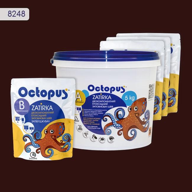Фуга двухкомпонентная эпоксидная для плитки и мозаики Octopus 5 кг 8248 (8248-5)