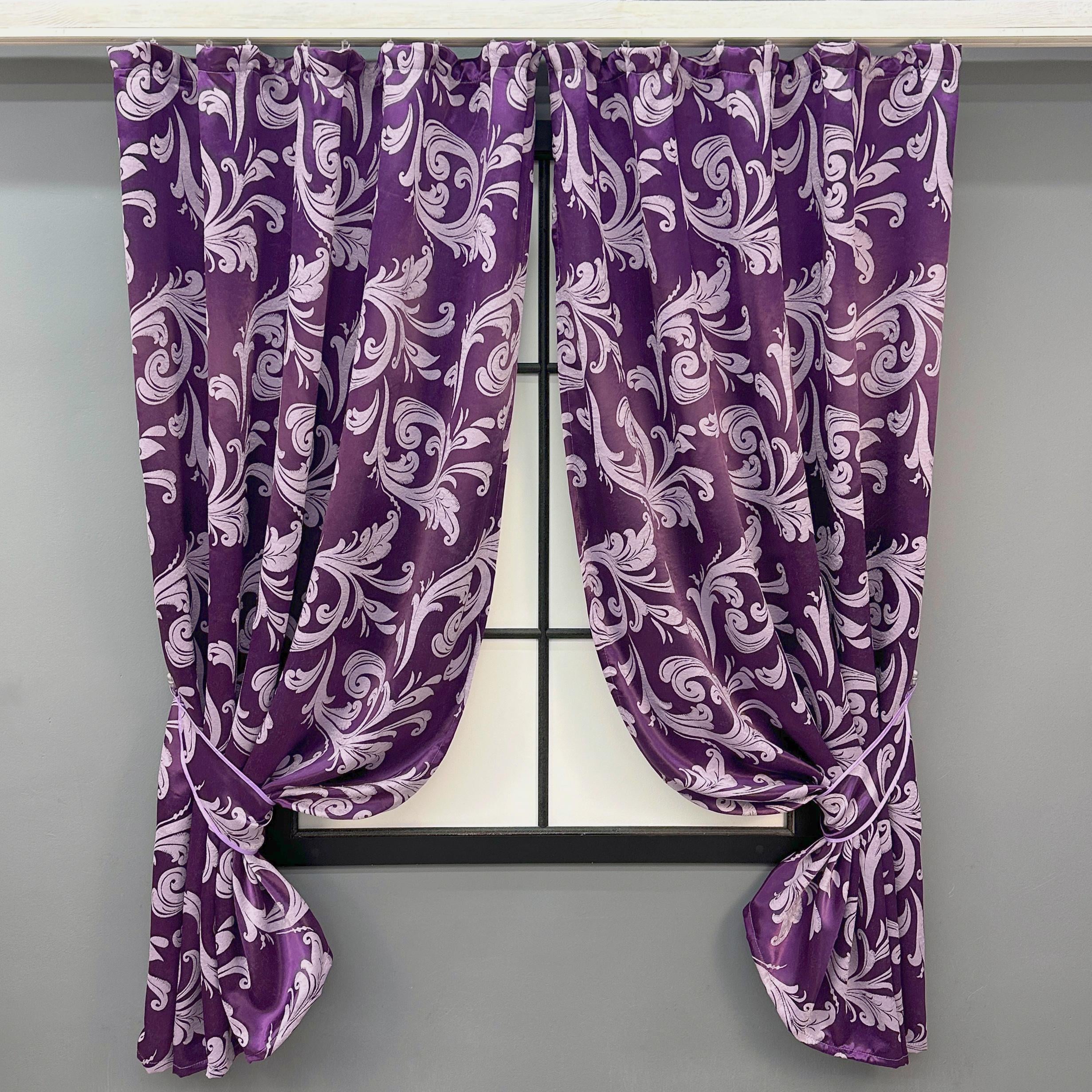 Комплект коротких штор VR-Textil № 290шА Лилия блэкаут 130х170 см 2 шт. Фиолетовый (35-0335)