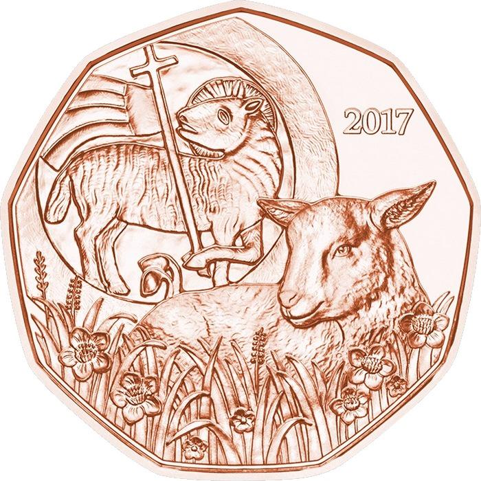 Колекційна монета Австрія 5 євро 2017 "Великдень Пасхальне ягня" UNC