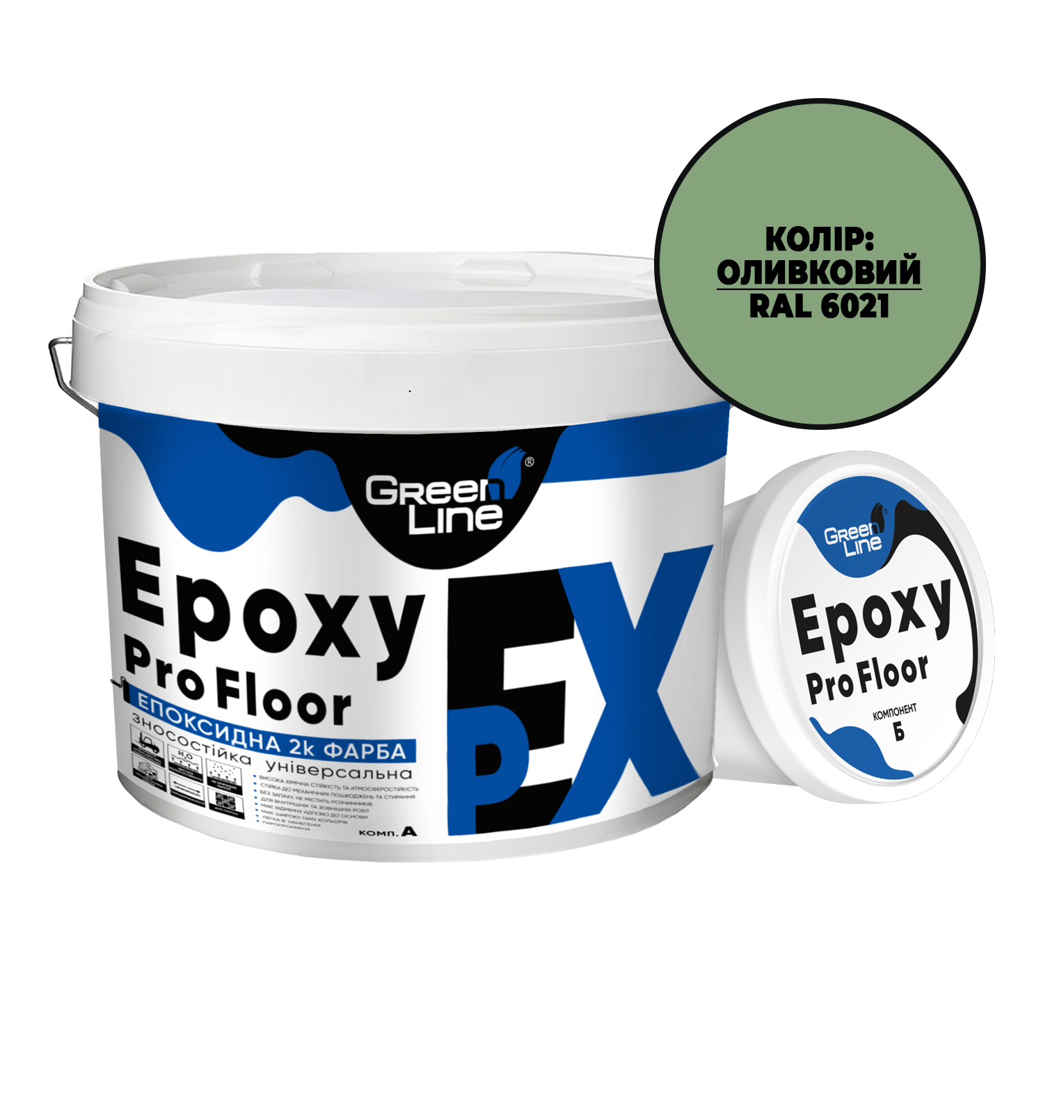 Фарба епоксидна двокомпонентна EpoxyProFloor 18 кг Оливковий (PPUA627718O) - фото 1 Фарба епоксидна двокомпонентна EpoxyProFloor 18 кг Оливковий (PPUA627718O) - фото 1