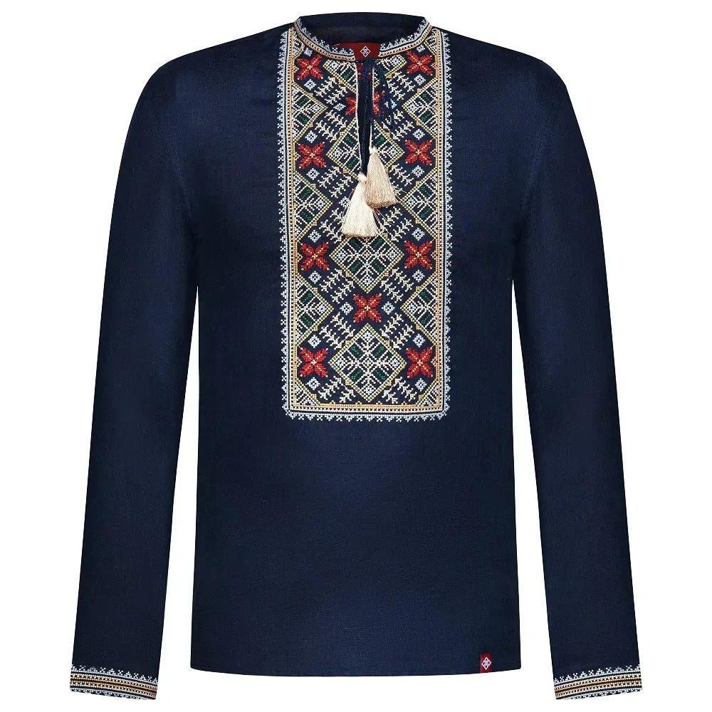 Вышиванка мужская р. 56 Темно-синий (509) - фото 4 Вышиванка мужская р. 56 Темно-синий (509) - фото 4