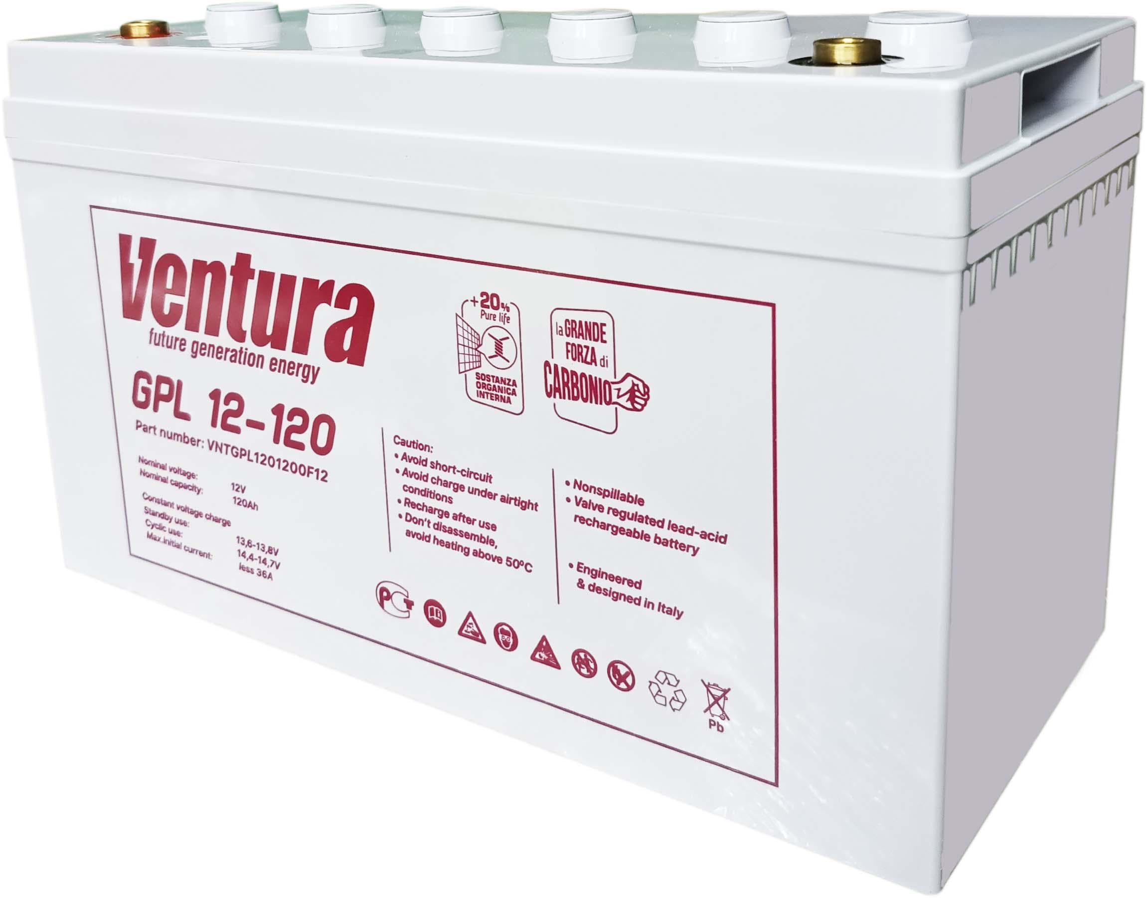 Аккумулятор свинцово-кислотный AGM Ventura GPL 12-120 12 V 120 Ah Серый (12846670)
