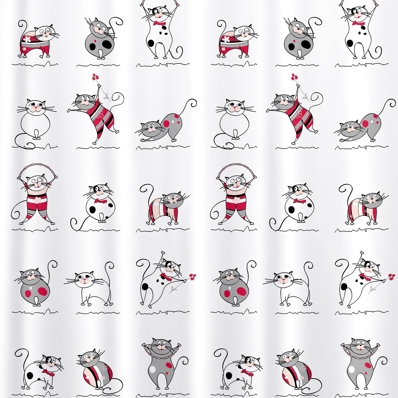 Штора для душу Tatkraft Funny Cats з кільцями 12 шт 180х180 см (14664) - фото 3