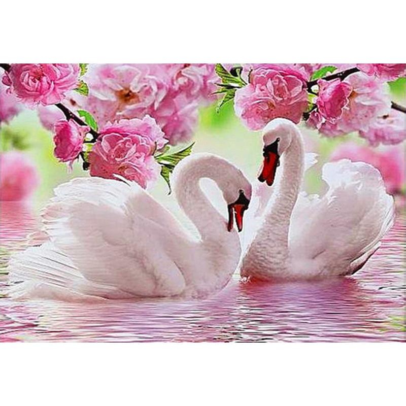 Алмазная мозаика Strateg Премиум Прекрасные лебеди 50x65 см (Str-SGK75229)