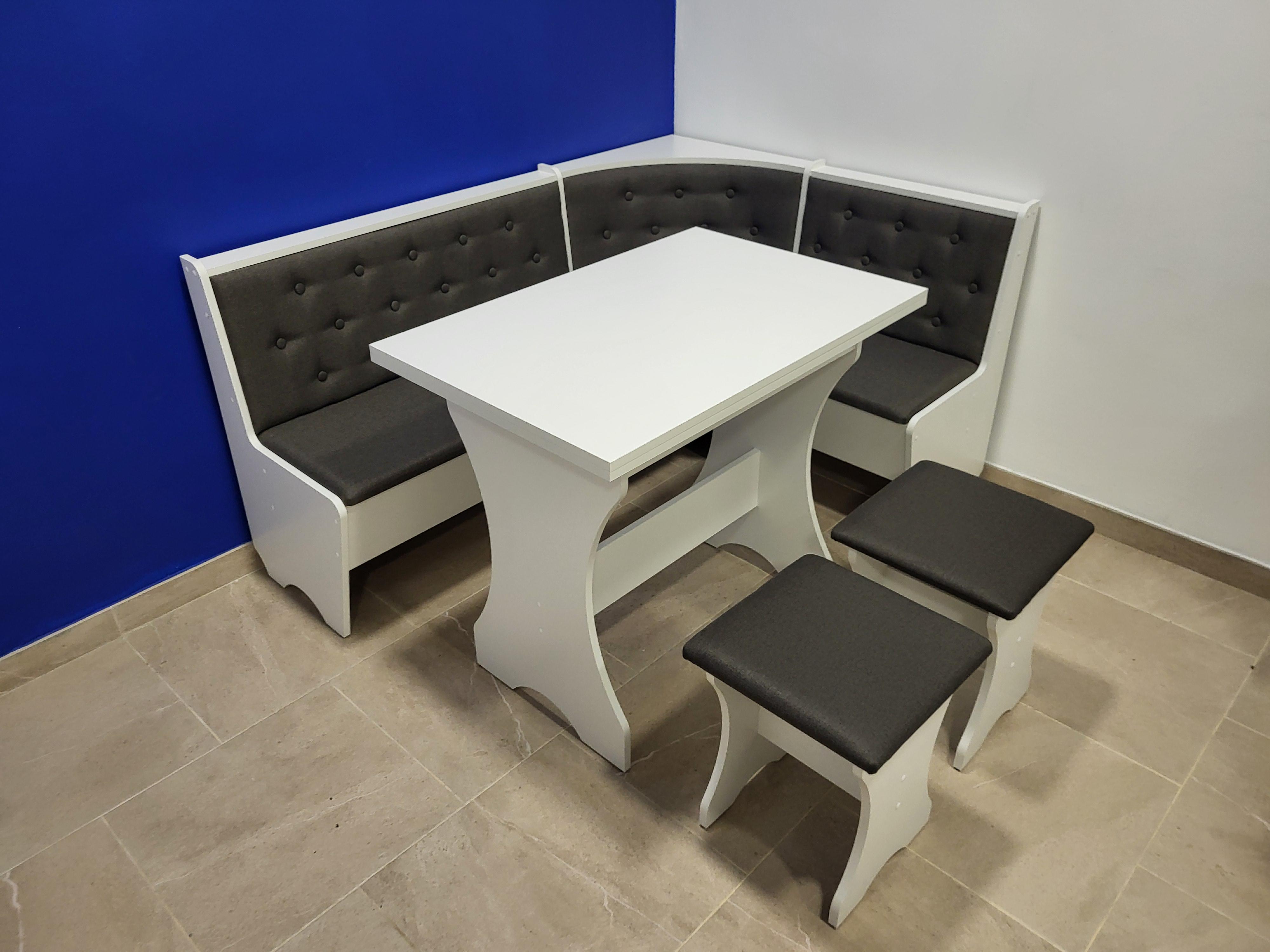 Кухонный уголок Семейный со столом и 2 табуретами 113,5х153,5 см Белый/Мальмо (KSTT-B-M) Кухонный уголок Семейный со столом и 2 табуретами 113,5х153,5 см Белый/Мальмо (KSTT-B-M)