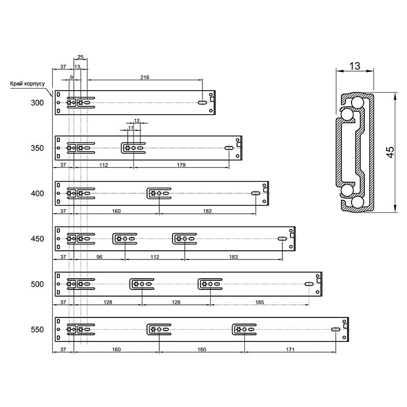 Направляющая шариковая Muller profi line 45/300 мм (960772) - фото 3