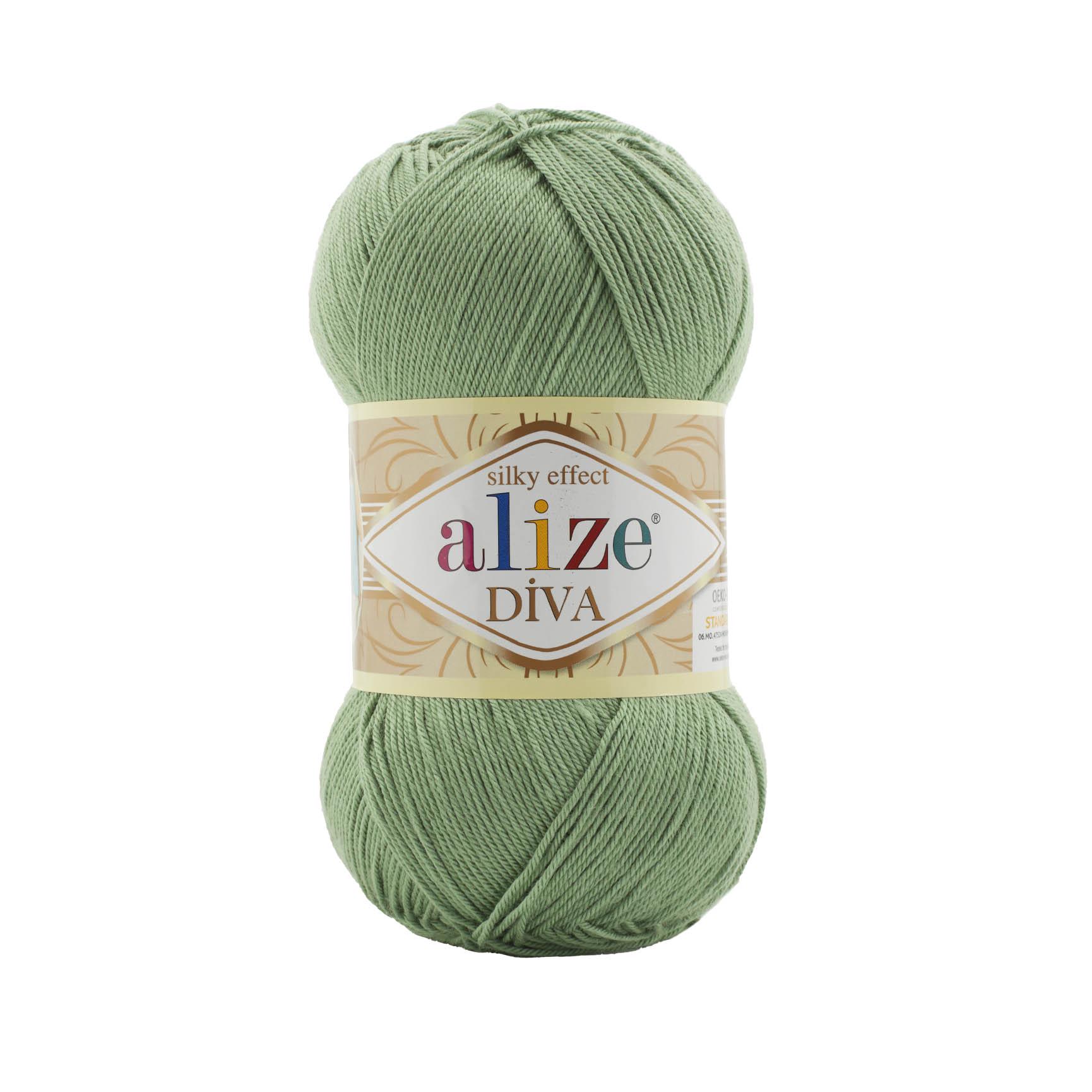 Пряжа Alize Diva 852 Зелений чай (7524)