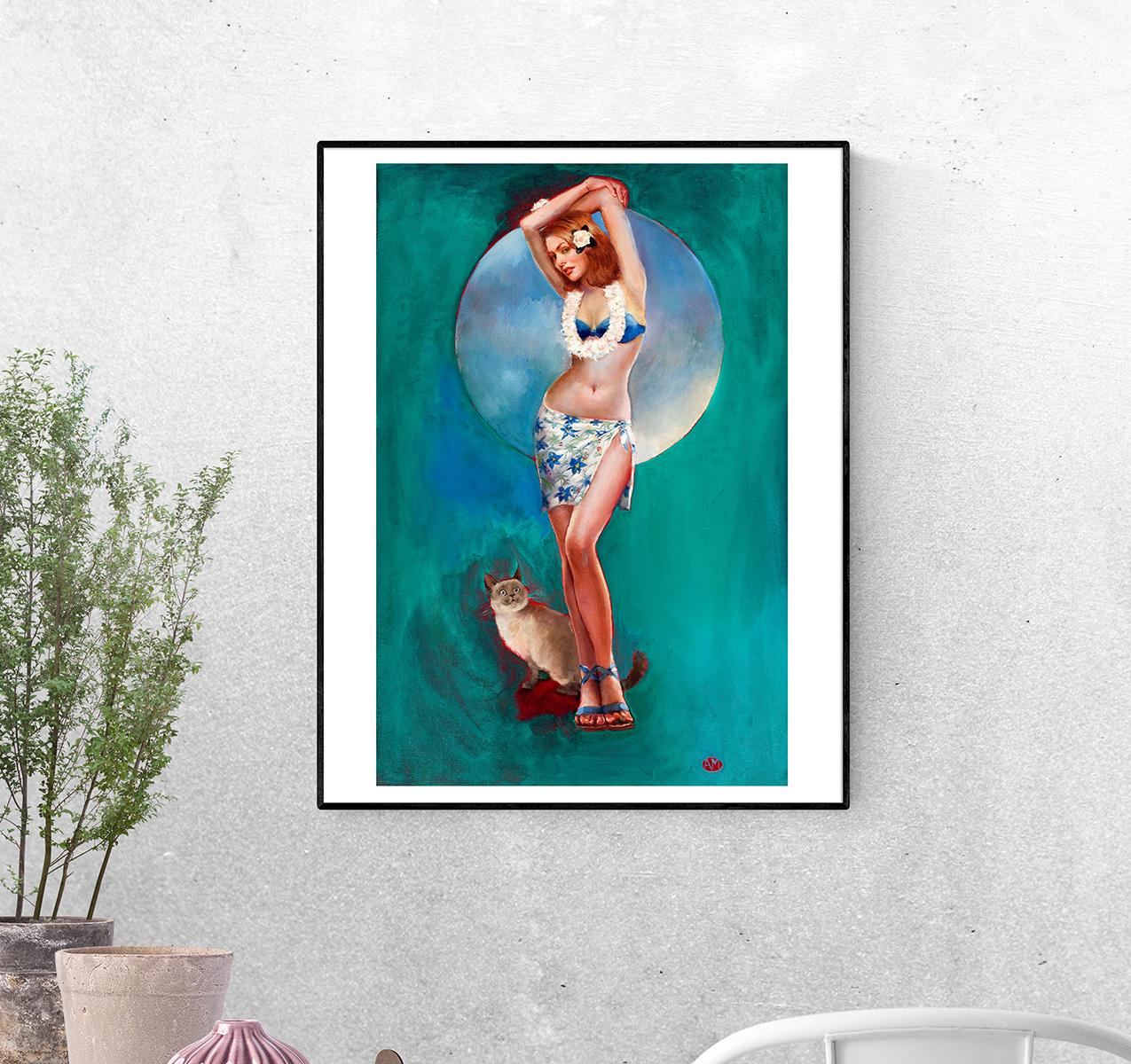 Постер Девушка показывает животик формат А-2 (pin_up010041_Poster)