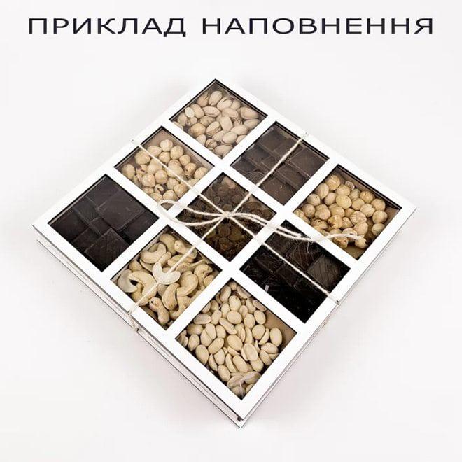 Коробка подарочная Flora квадратная с прозрачной крышкой на 9 отделений Белый (33280) - фото 2