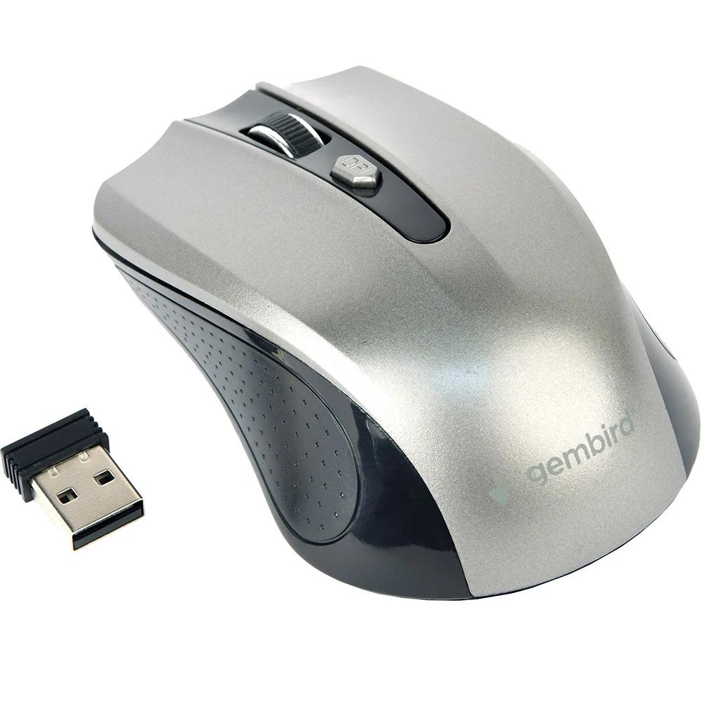 Мишка оптична бездротова Gembird MUSW-4B-04-BG 1600 dpi батарейна Black/Grey (629352)