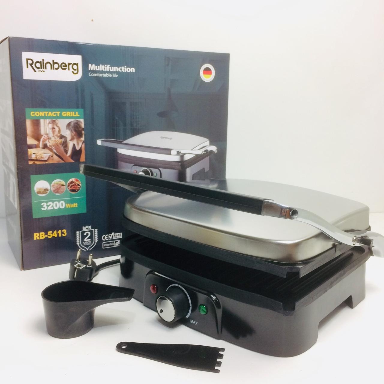 Електричний притискний гриль Rainberg RB-5413 з терморегулятором 3200 Вт Електричний притискний гриль Rainberg RB-5413 з терморегулятором 3200 Вт