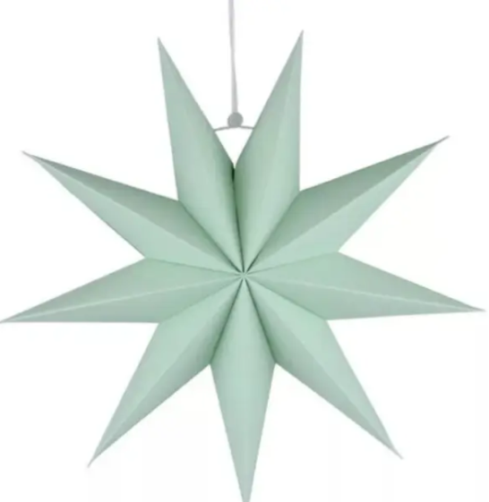 Звезда из картона объемная девятиконечная 30 см Мятный (16902/2)