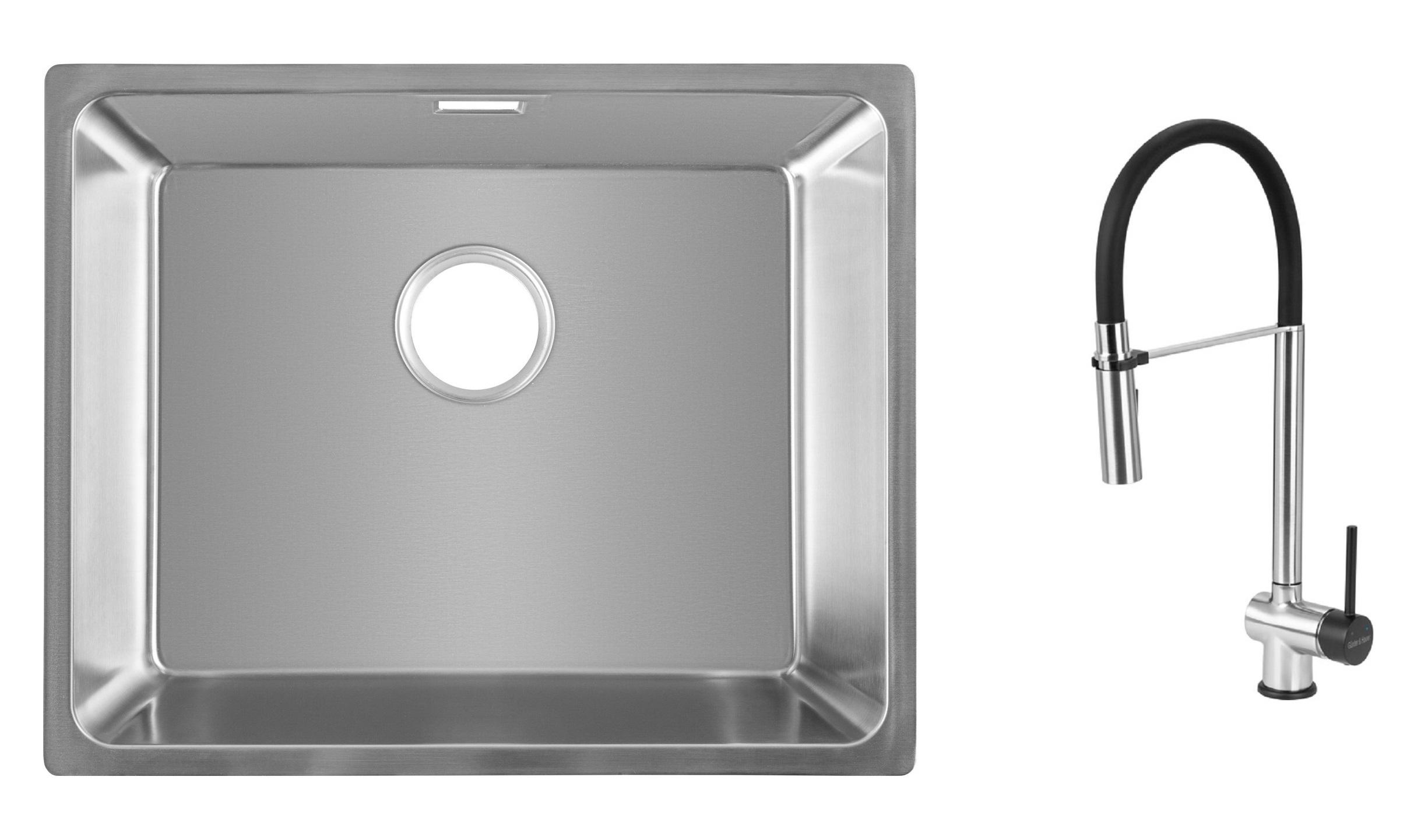 Комплект из кухонной мойки Gunter&Hauer Gera 5420 IX и кухонного смесителя Gunter&Hauer EDEL Brush Black