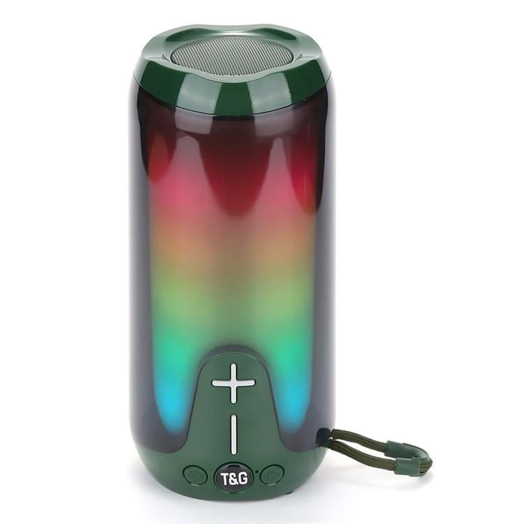 Портативная колонка T&G 651 5W с RGB подсветкой и ремешком Green
