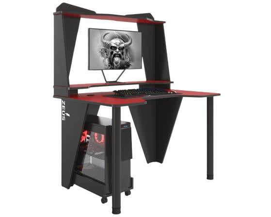 Компьютерный стол игровой Zeus IVAR-2 1200 мм Красный/Черный (61e7b53fb6f1f019466e8e18)