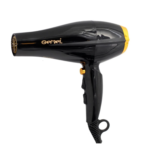 Фен для волосся Gemei GM-1765 2800 Вт Чорно-жовтий Фен для волосся Gemei GM-1765 2800 Вт Чорно-жовтий