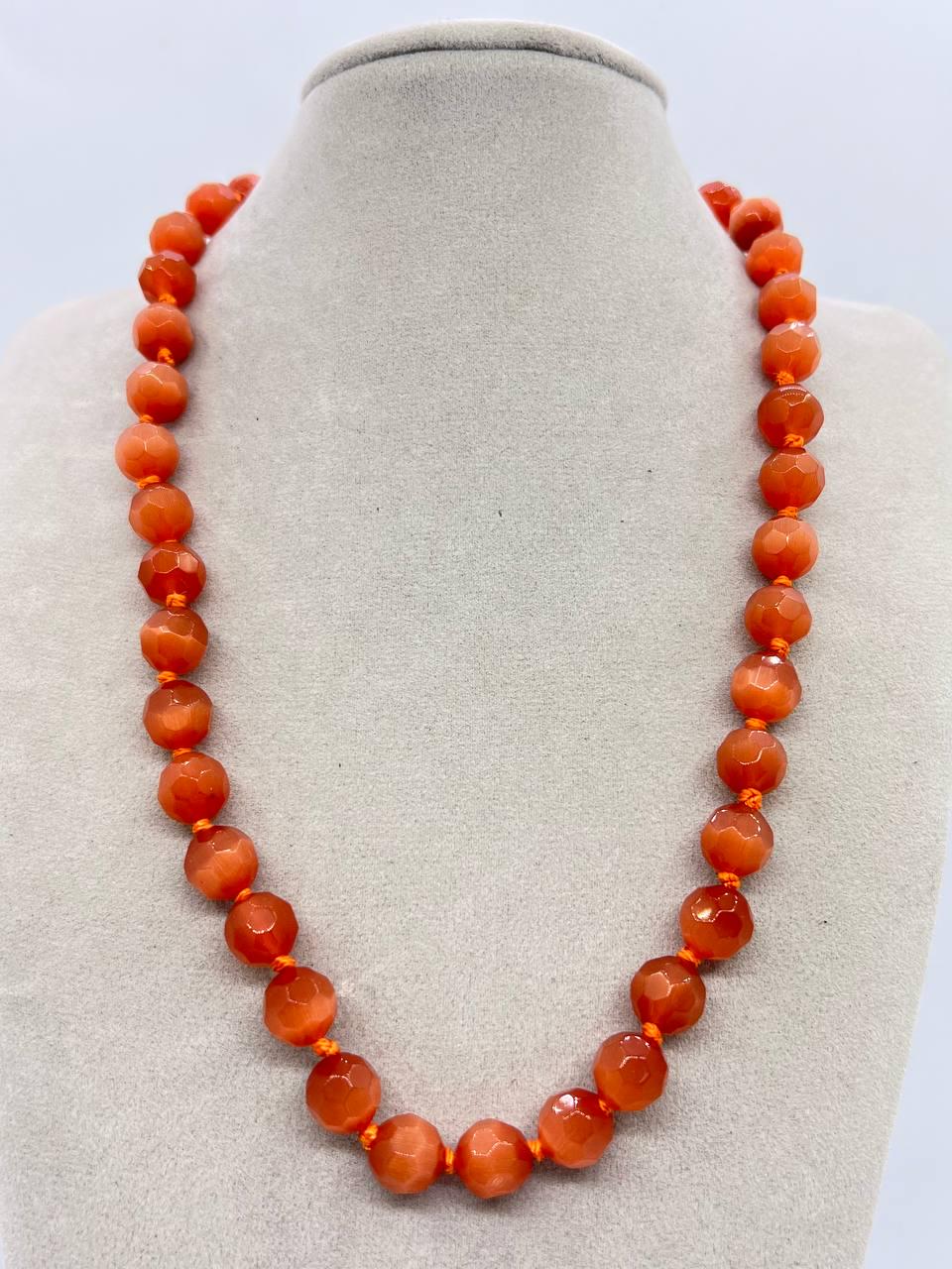 Бусы кошачий глаз 10 мм 46 см Оранжевый (10955)