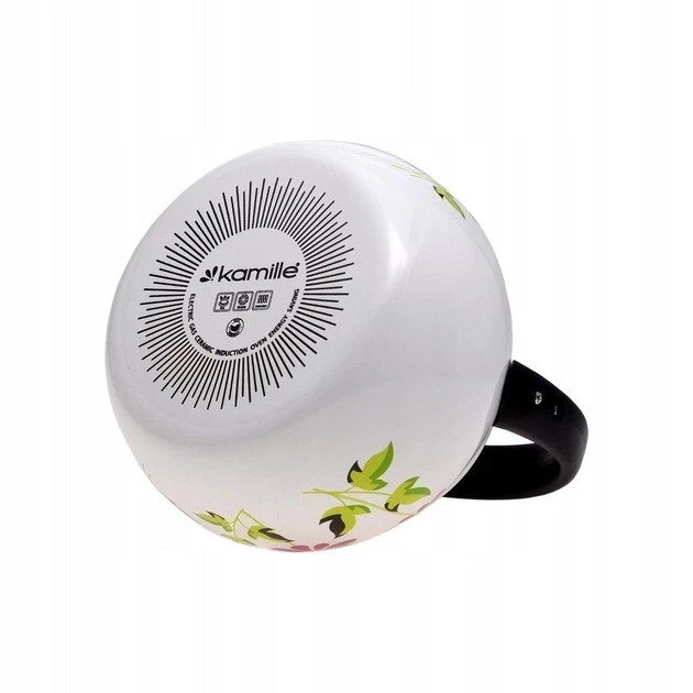 Чайник со свистком Kamille KM-1030 с рисунком из эмалированной стали 2,2 л Белый (150-84-1030) - фото 4