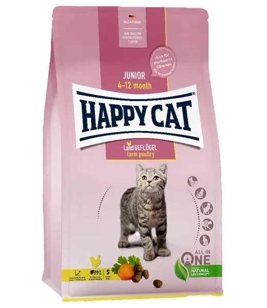 Корм сухой Happy Cat Junior Land-Geflugel для молодых кошек с птицей 300 г (70538)