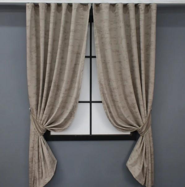Комплект штор Афина бархат 1,35х1,9 м 2 шт. Бежевый (1323ш)