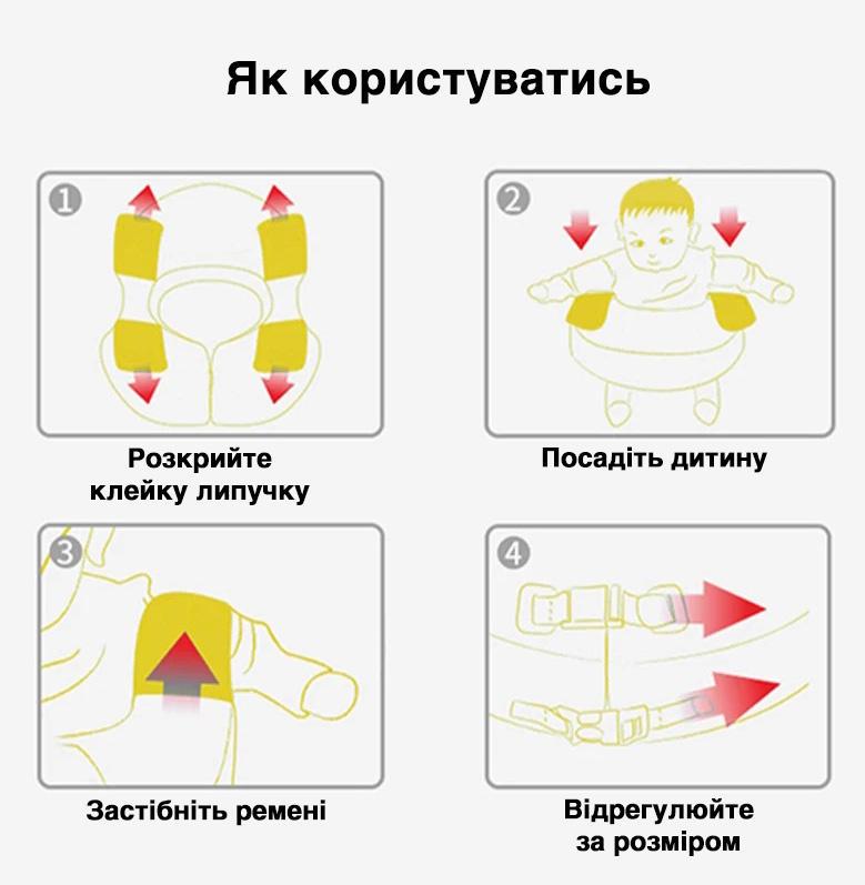 Круг для плавання дитячий Жираф без надування 6-36 місяців Жовтий (85328634) - фото 7