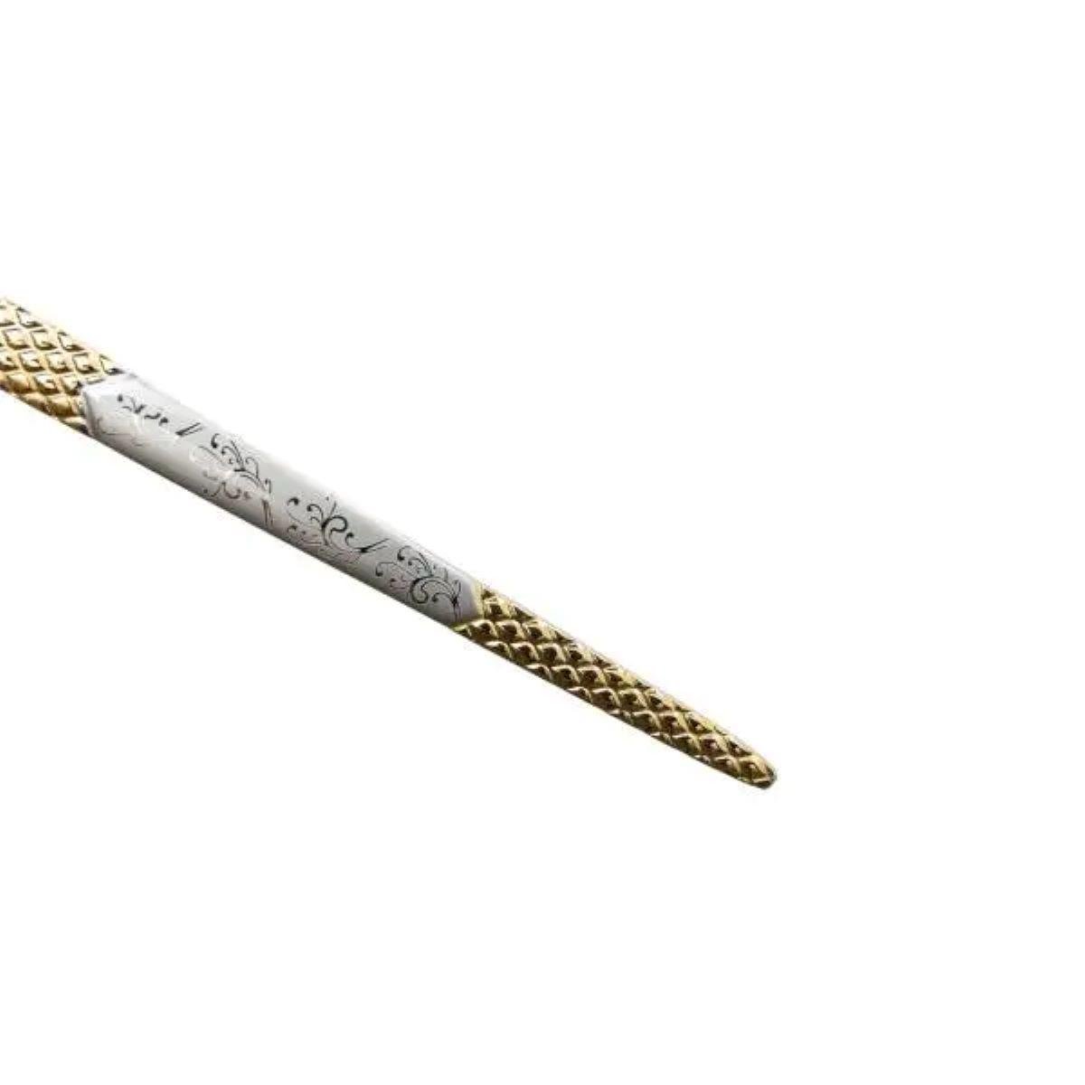 Набор чайных ложек 6шт. 15 см Серебряный с золотом - фото 4