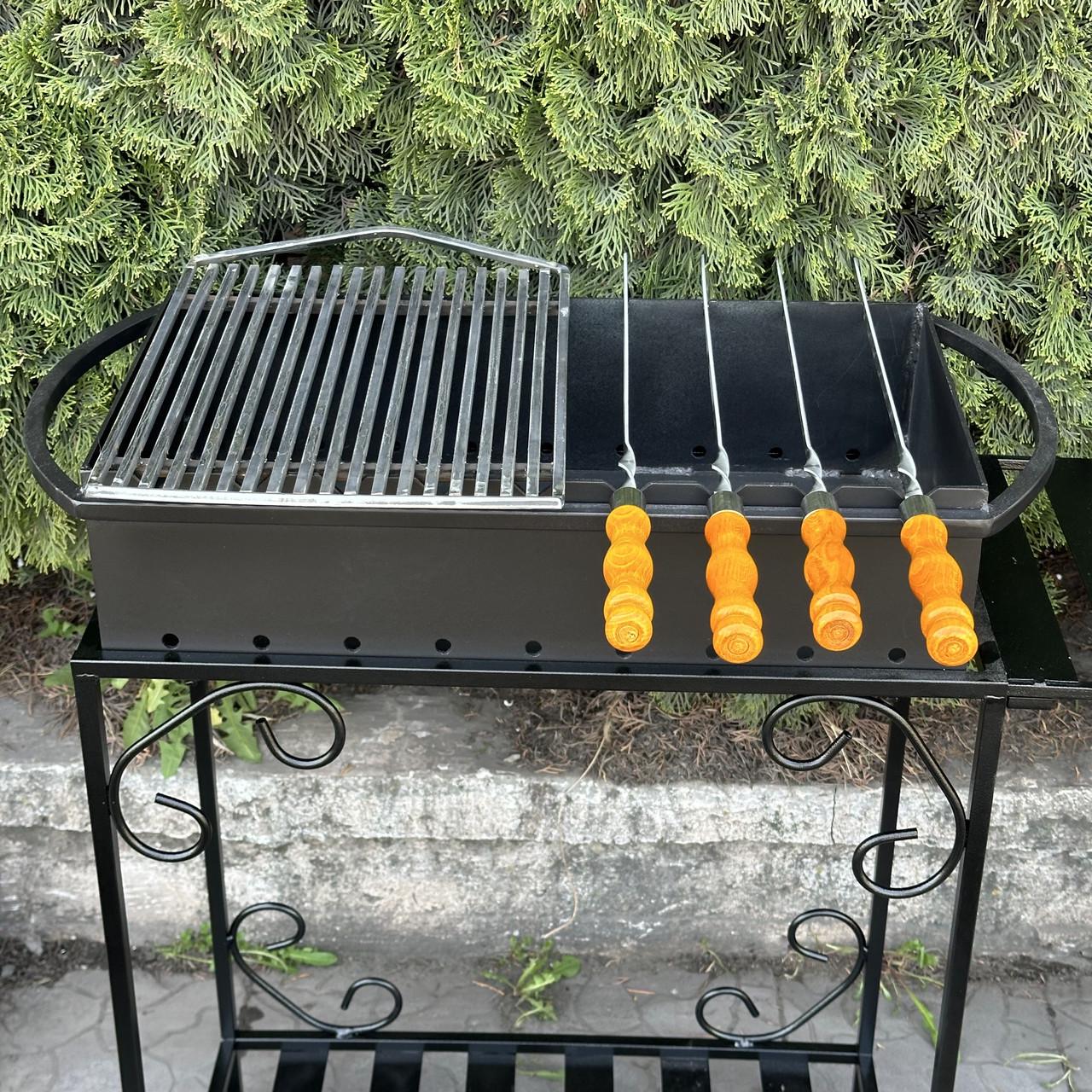 Мангал Metalzavod Гефест на 9 шампурів 3 мм на дровниці 79х36,5х94,5 см (MD9-3) - фото 4 Мангал Metalzavod Гефест на 9 шампурів 3 мм на дровниці 79х36,5х94,5 см (MD9-3) - фото 4