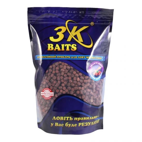 Пеллетс 3KBaits AMINO Кальмар-журавлина 6 мм 800 г (3KB1861)