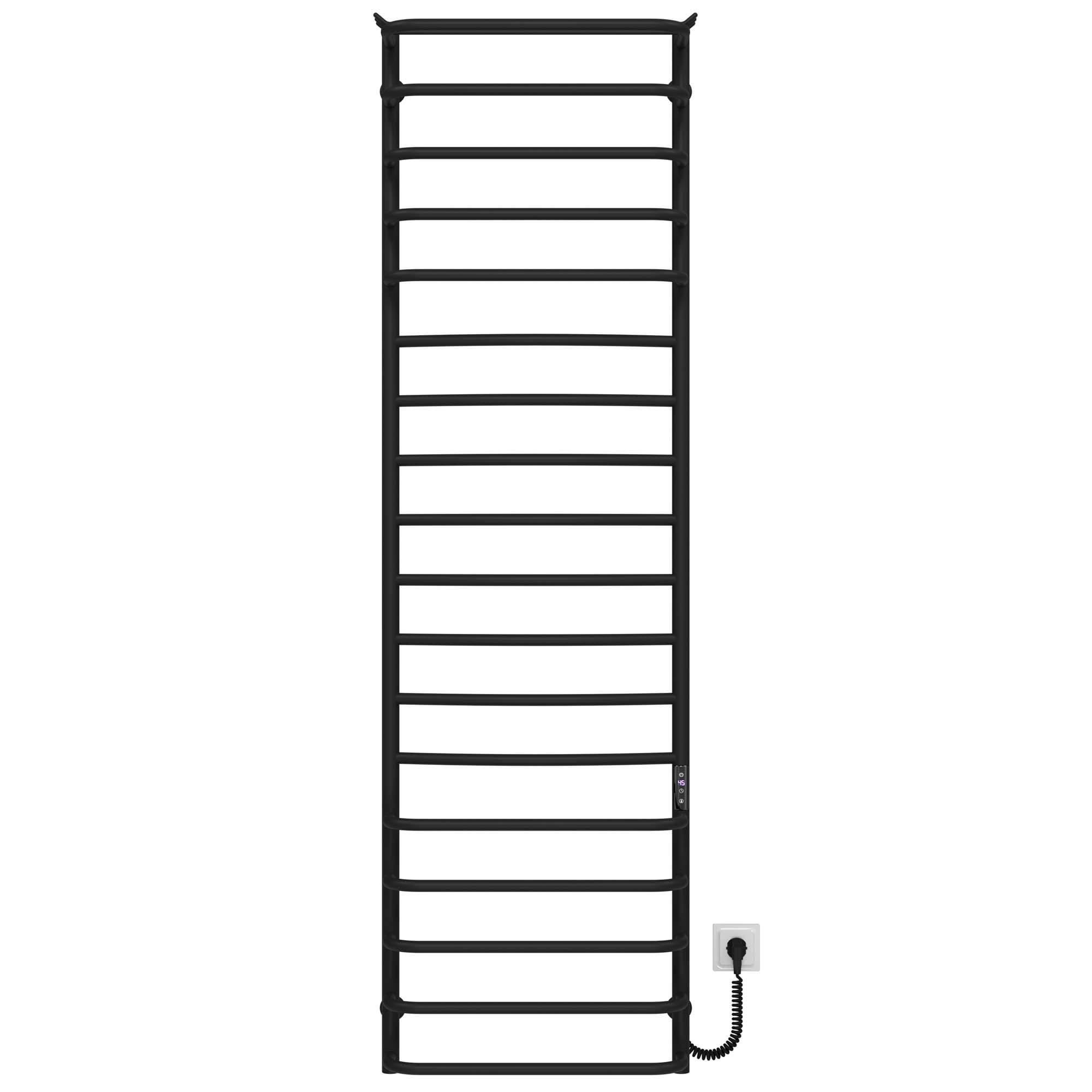 Полотенцесушитель электрический Deffi Юность П18 JD03 правое подключение нержавеющая сталь 500x1800 мм Черный (C.YU.180.50.18.EBR1)