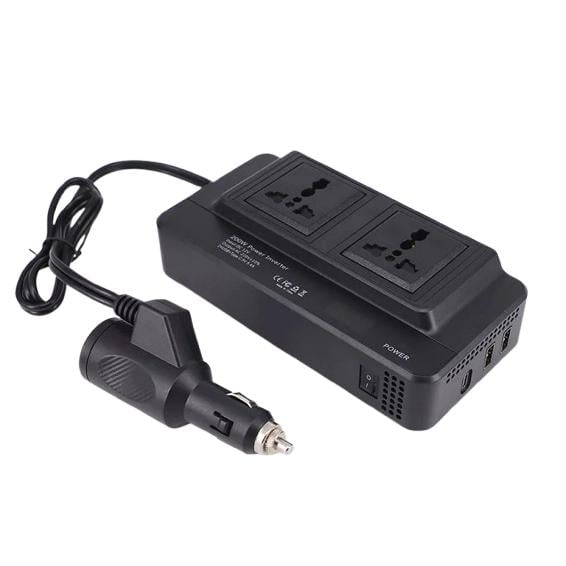 Инвертор преобразователь напряжения для автомобиля XO XC-37 12V-220V 200W 2AC 2USB Type-C PD 20W Черный
