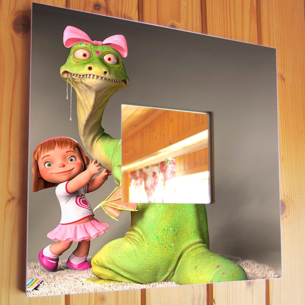 Зеркало декоративное Милый дракончик и девочка 260х260 мм (M03603)
