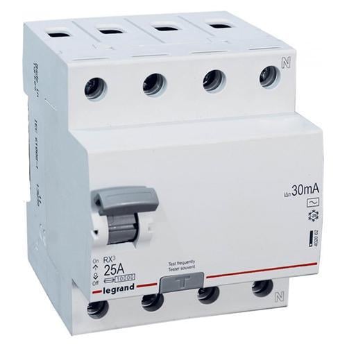 Дифференциальное реле УЗО Legrand 30mA 25А 4п ACRX3 (402062) Дифференциальное реле УЗО Legrand 30mA 25А 4п ACRX3 (402062)