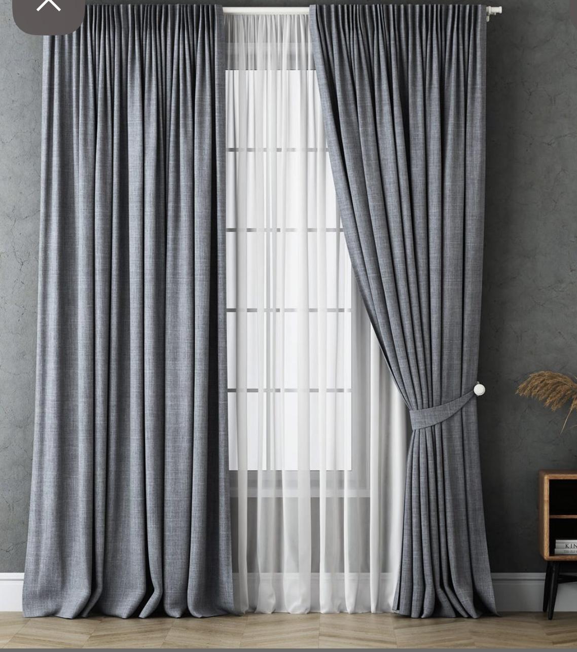 Комплект штор из ткани лен 1,5х2,5 м 2 шт. Серый (7023ш 3)