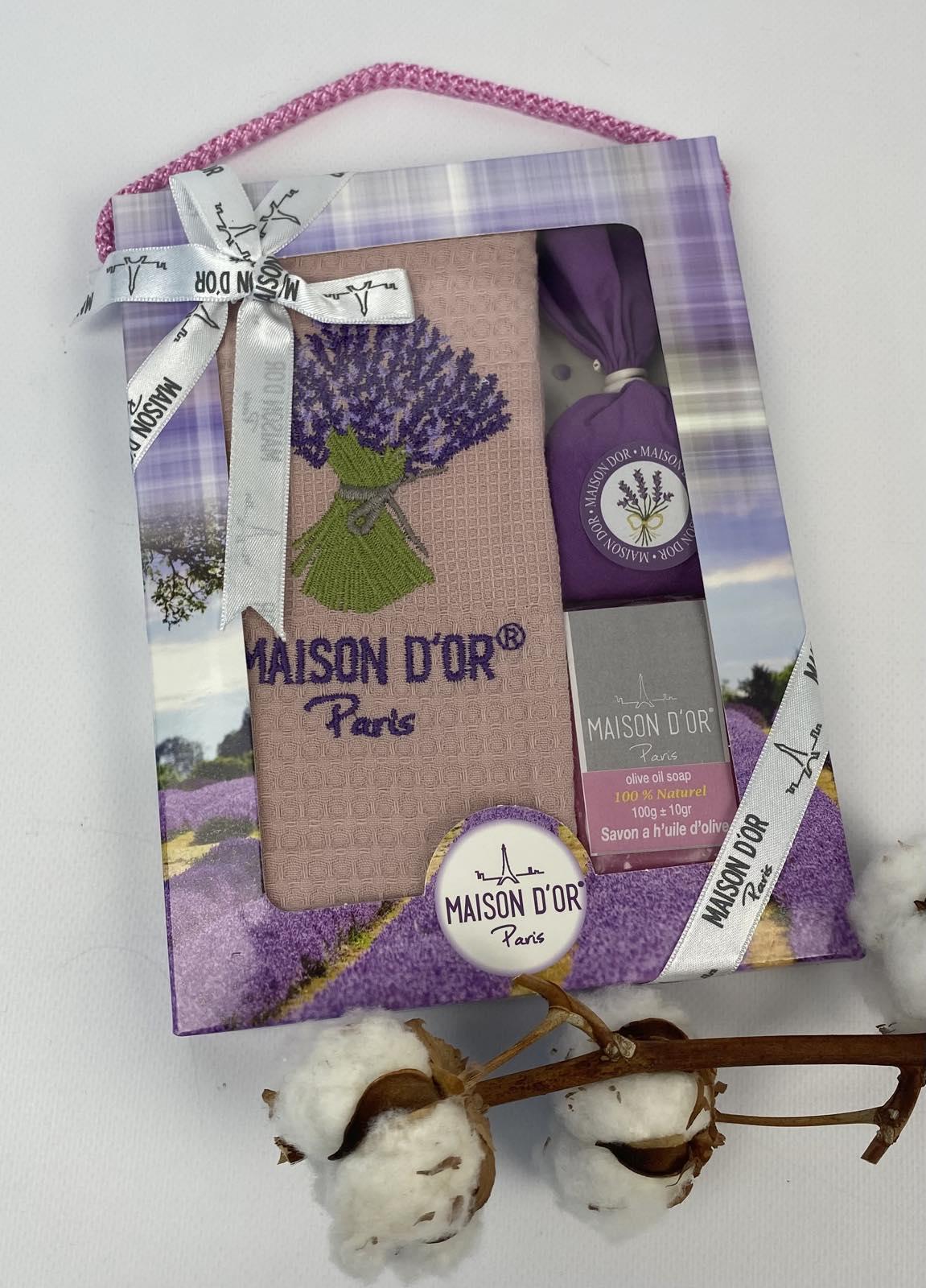 Набор подарочный Maison D'or Lavander кухонное полотенце/мыло/саше Rose (CN18764)