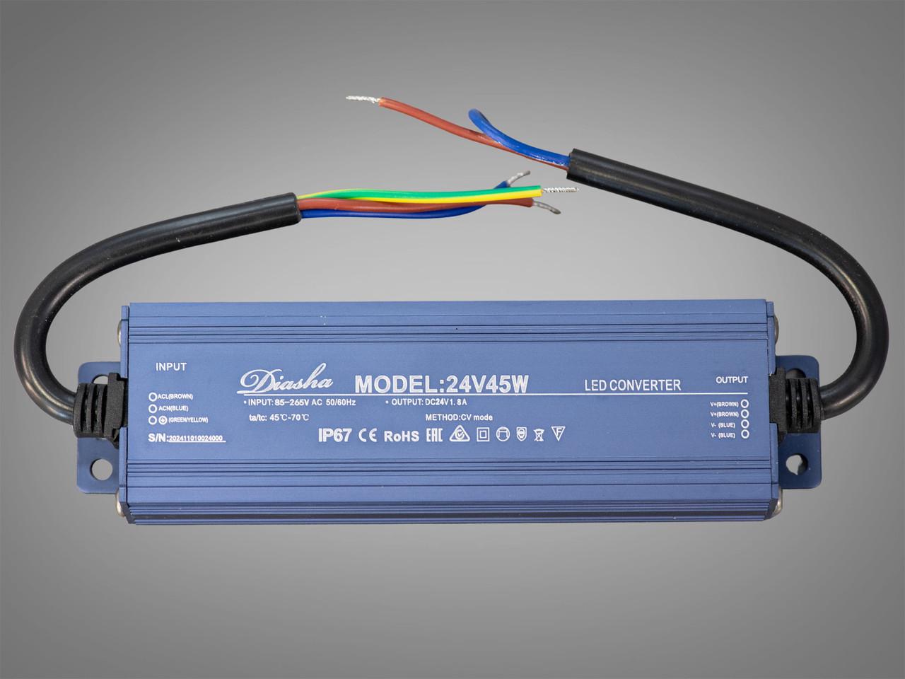 Блок живлення 24 В для підключення LED стрічки 45 Вт 1,88А (NP-24V-45W-IP67) - фото 2 Блок живлення 24 В для підключення LED стрічки 45 Вт 1,88А (NP-24V-45W-IP67) - фото 2