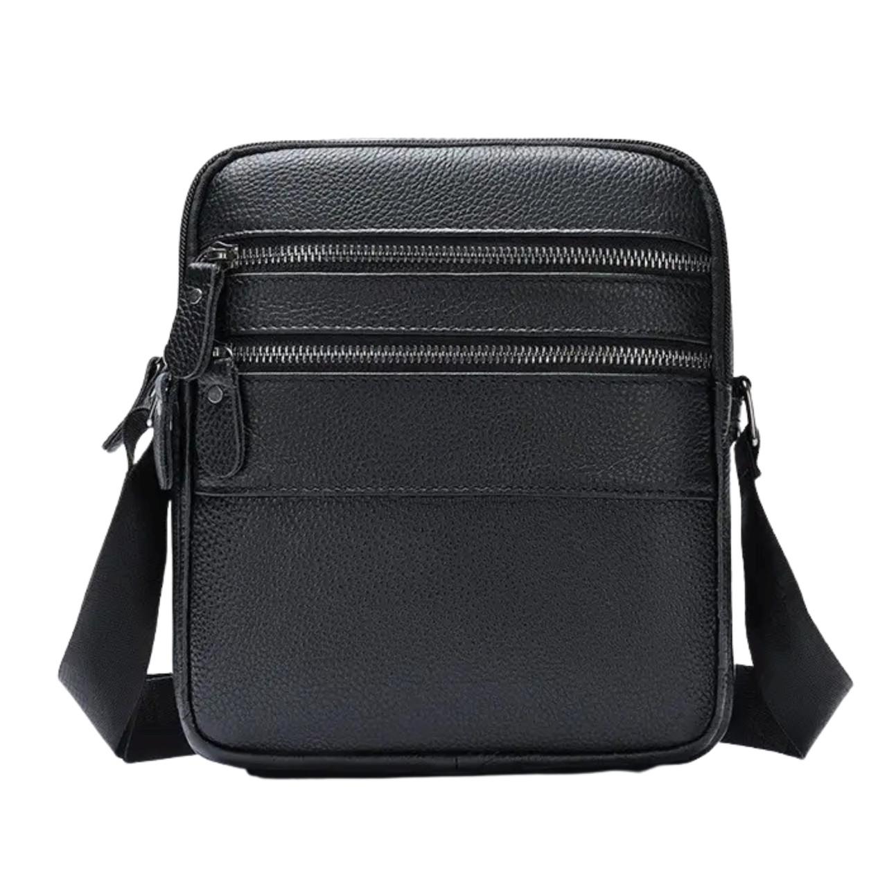 Чоловіча сумка Lorian через плече на два відділення з натуральної шкіри Чорний (LR 256076-black) Чоловіча сумка Lorian через плече на два відділення з натуральної шкіри Чорний (LR 256076-black)