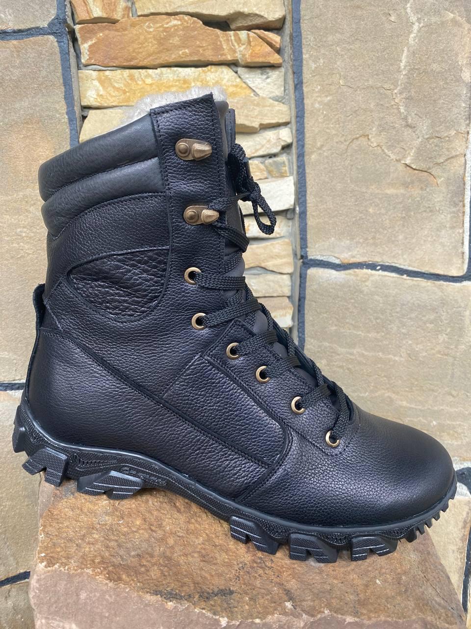 Берцы военные из кожи зимние р. 48 Черный Берцы военные из кожи зимние р. 48 Черный