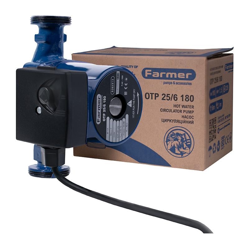 Насос циркуляційний Farmer 25/6-180 110 кВт H 6 м Q 50 л/хв Насос циркуляційний Farmer 25/6-180 110 кВт H 6 м Q 50 л/хв