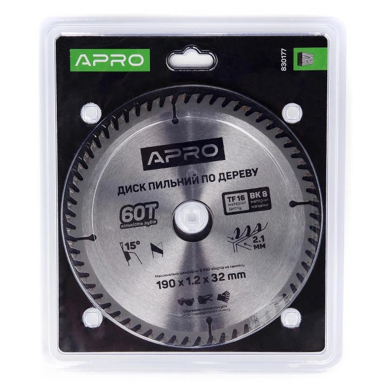 Диск пильний по дереву Apro 190х32/30х60T (830177) - фото 2