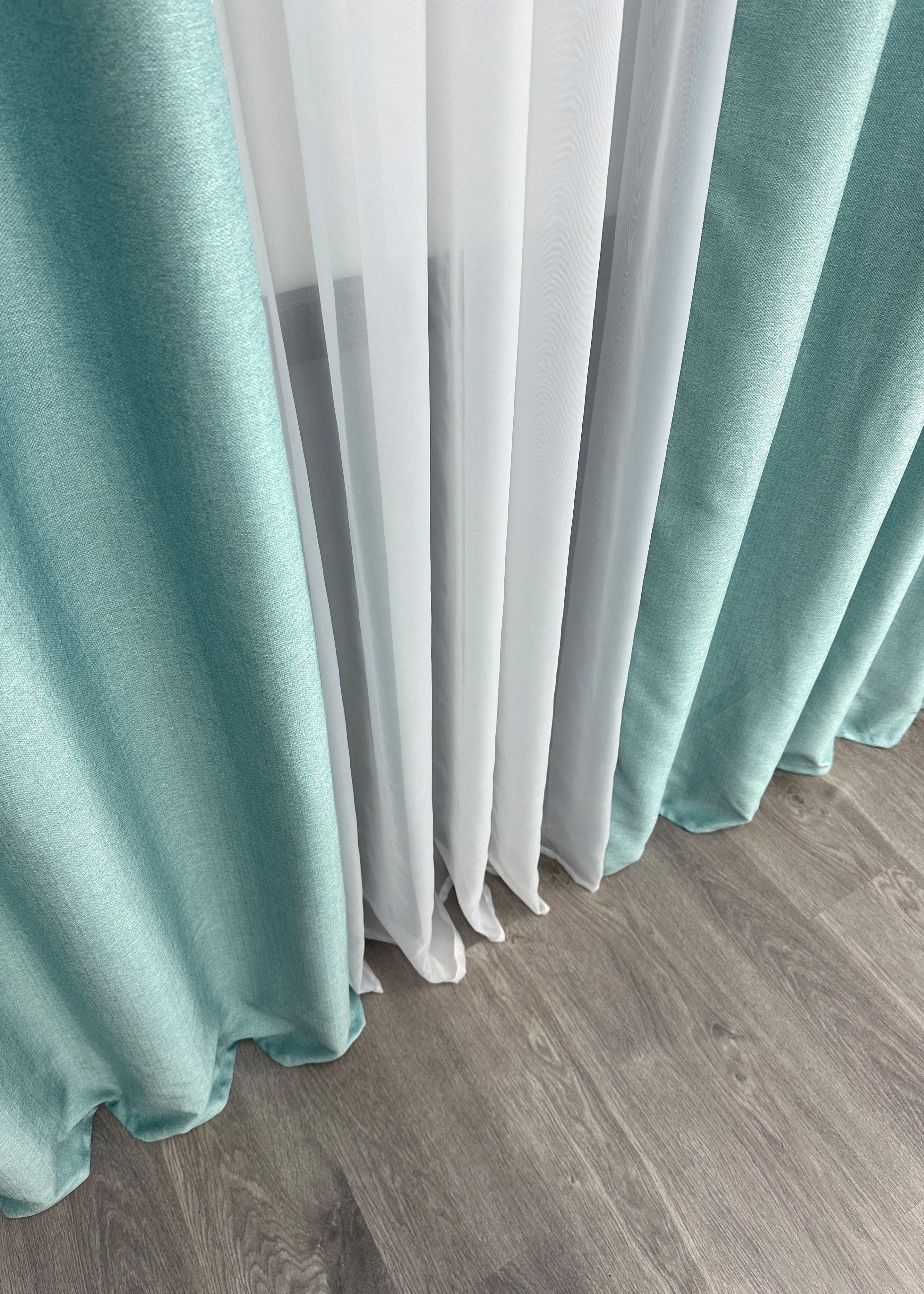 Комплект штор на люверсах VR-Textil Шенил однотонный № 1697ш 150х250 см 2 шт. Светло-бирюзовый (37-0236) - фото 10 Комплект штор на люверсах VR-Textil Шенил однотонный № 1697ш 150х250 см 2 шт. Светло-бирюзовый (37-0236) - фото 10