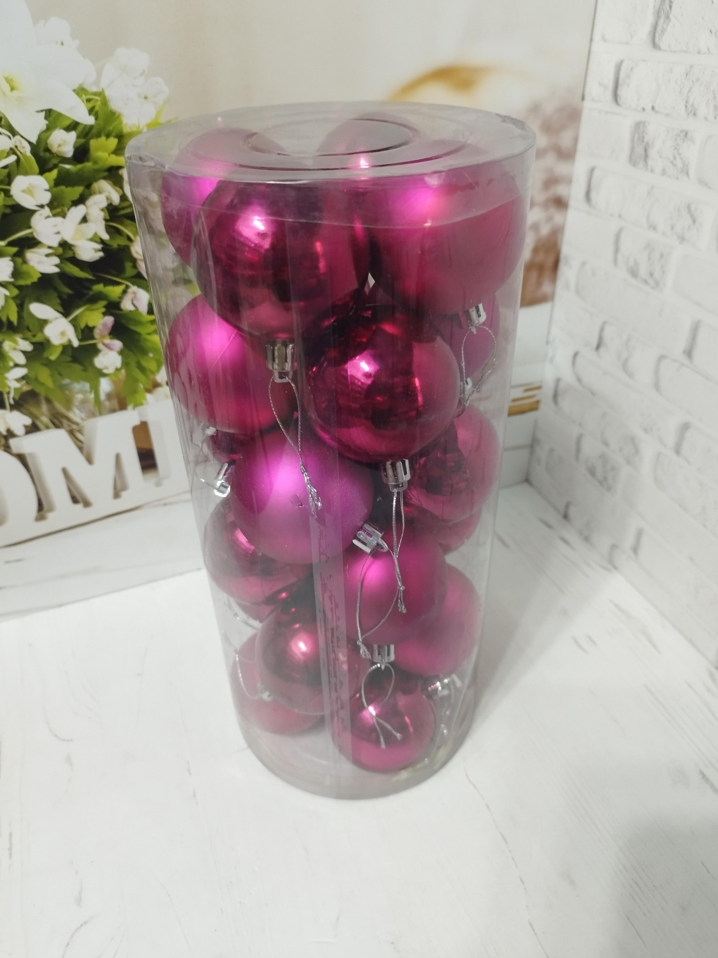 Набір новорічних куль на ялинку пластикові 6 см 24 шт. Рожевий (LK9006-8) - фото 1 Набір новорічних куль на ялинку пластикові 6 см 24 шт. Рожевий (LK9006-8) - фото 1