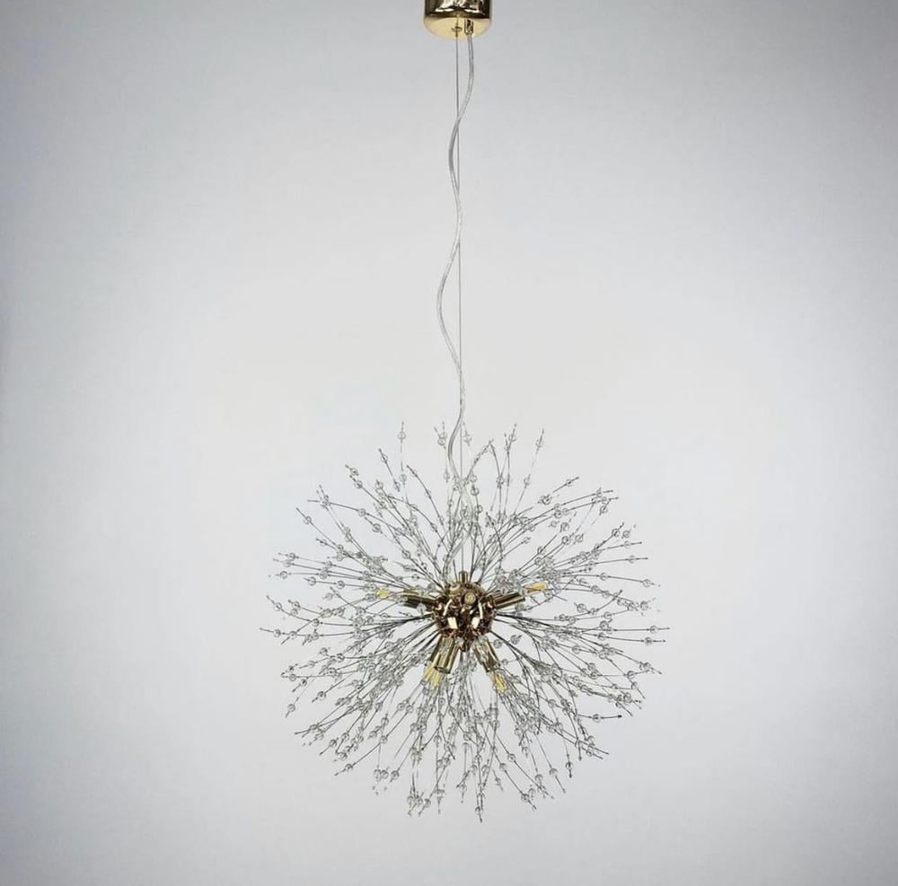 Світильник пухнастий підвісний-кулька у вигляді кульбаби Ø 40 см Золотий (AS155/400 P GD)