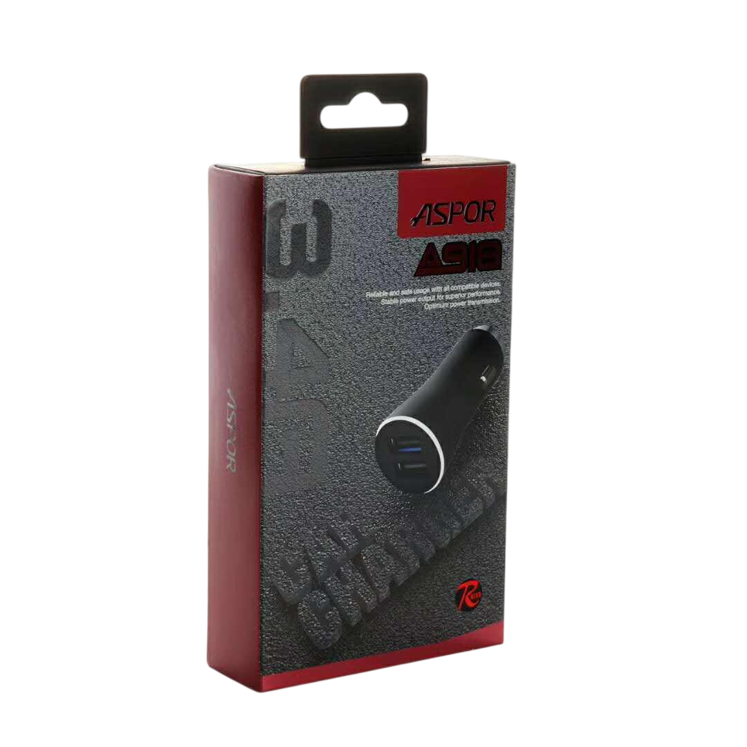 Автомобільний зарядний пристрій Aspor A918 Metal LED 2USB/3,4A та USB кабель Micro Чорний (920055)