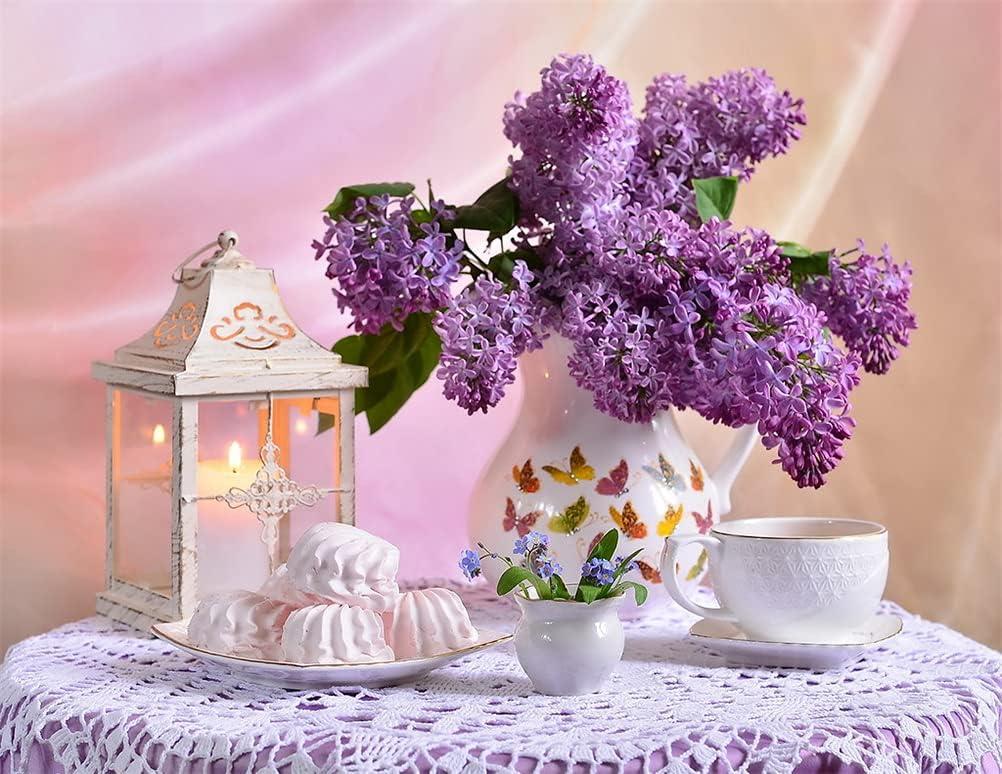 Алмазна мозаїка Натюрморт із бузком і зефіром на полотні з підрамником 40х50 см (GA73587)