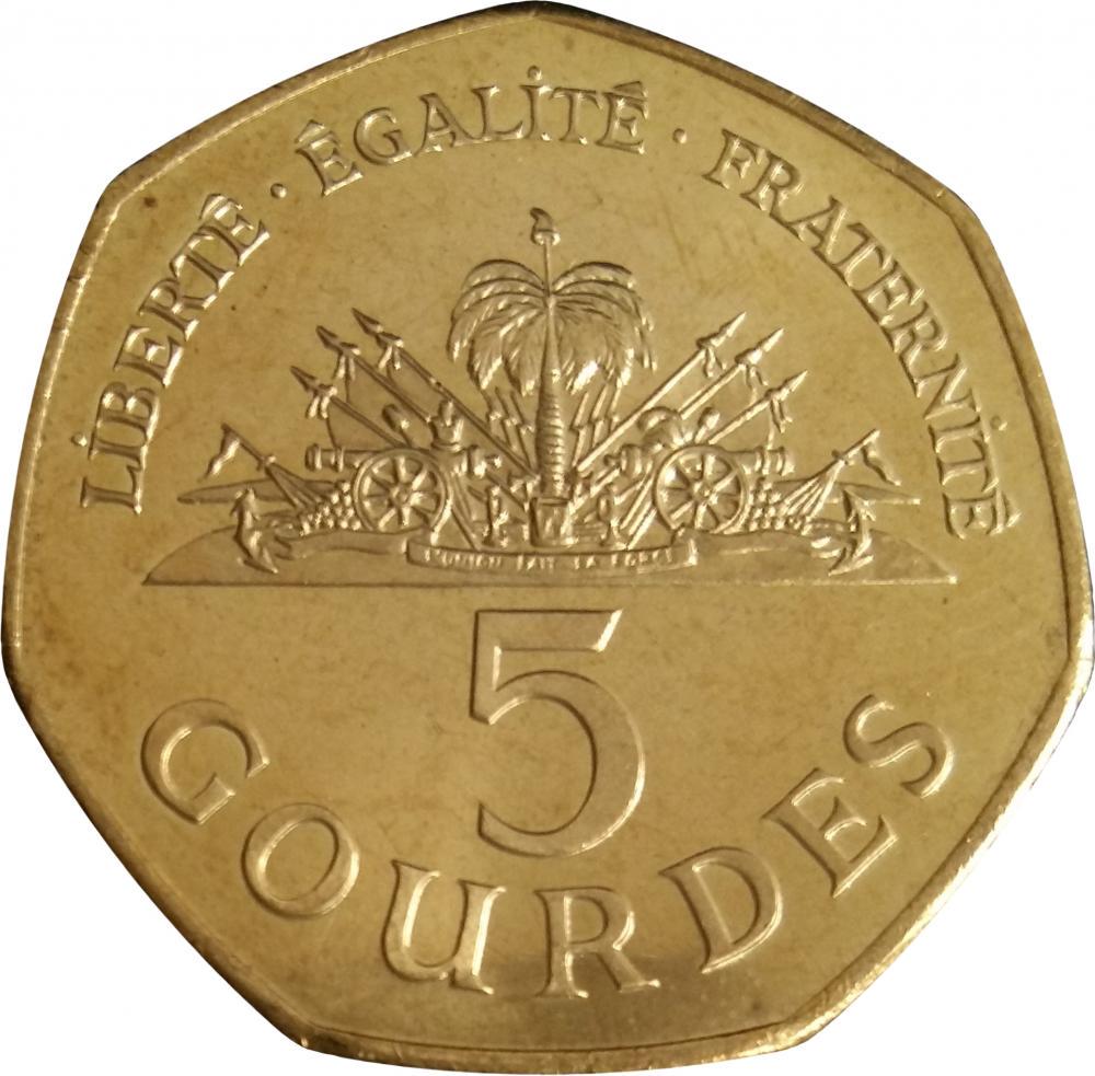 Коллекционная монета Гаити 5 гурдов 1998 UNC (KM#156)