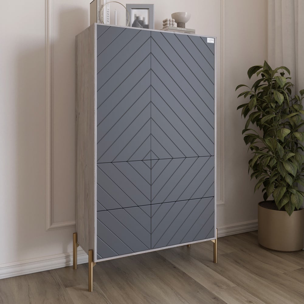 Комод-пенал Lion Амарант 84x40x150 см Шварцвальд/Графитовый (LION-042208)