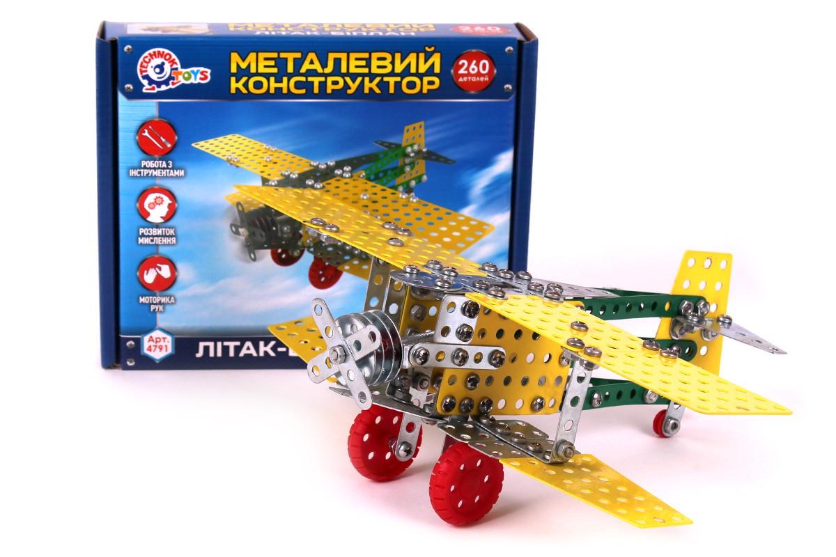 Конструктор металлический Самолет-биплан Технок 260 деталей (2987241852)