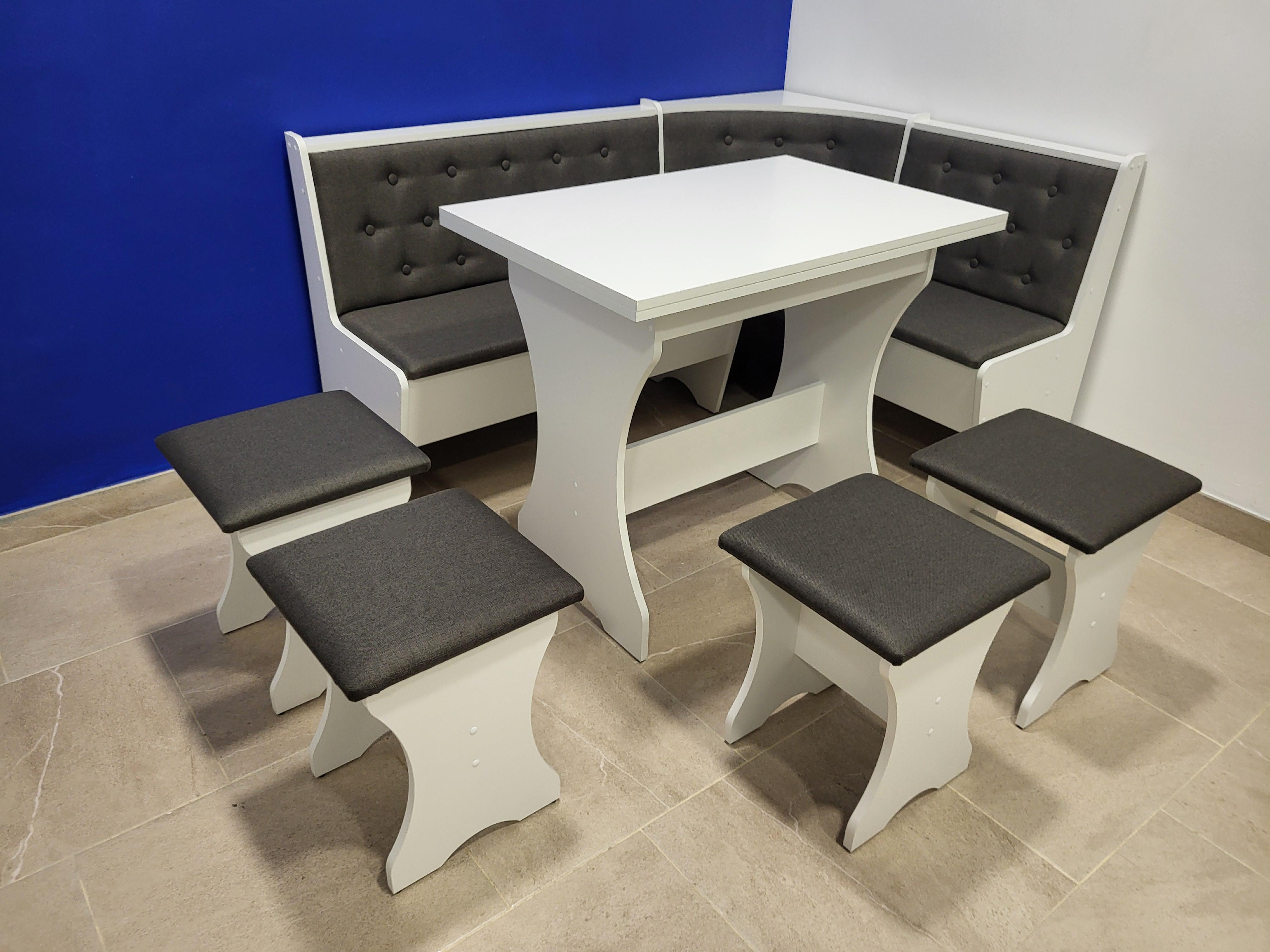 Кухонный уголок Семейный со столом и 4 табуретами 113,5х153,5 см Белый/Мальмо (KSTTTT-B-M) Кухонный уголок Семейный со столом и 4 табуретами 113,5х153,5 см Белый/Мальмо (KSTTTT-B-M)