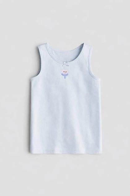 Майка H&M 1185456 Цветы 134-140 см Голубой Майка H&M 1185456 Цветы 134-140 см Голубой